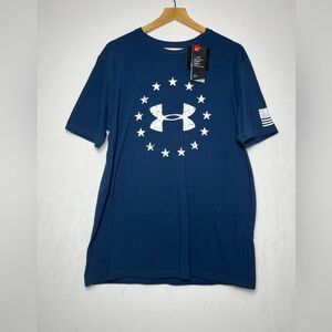 Under Armour Men's Blue Sporty Activewear Casual Graphic T-Shirt Size Large